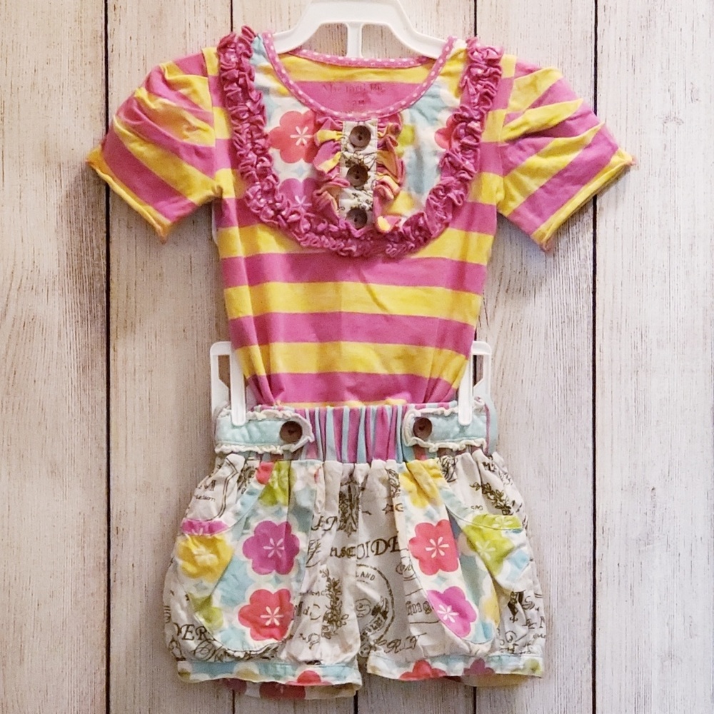 Mustard Pie Ruffle Shirt & Bubble Shorts Outfit